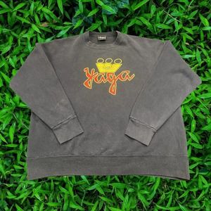 90s YAGA Big Logo Black Skater Punk Long Sleeve Cotton Crewneck X-Large